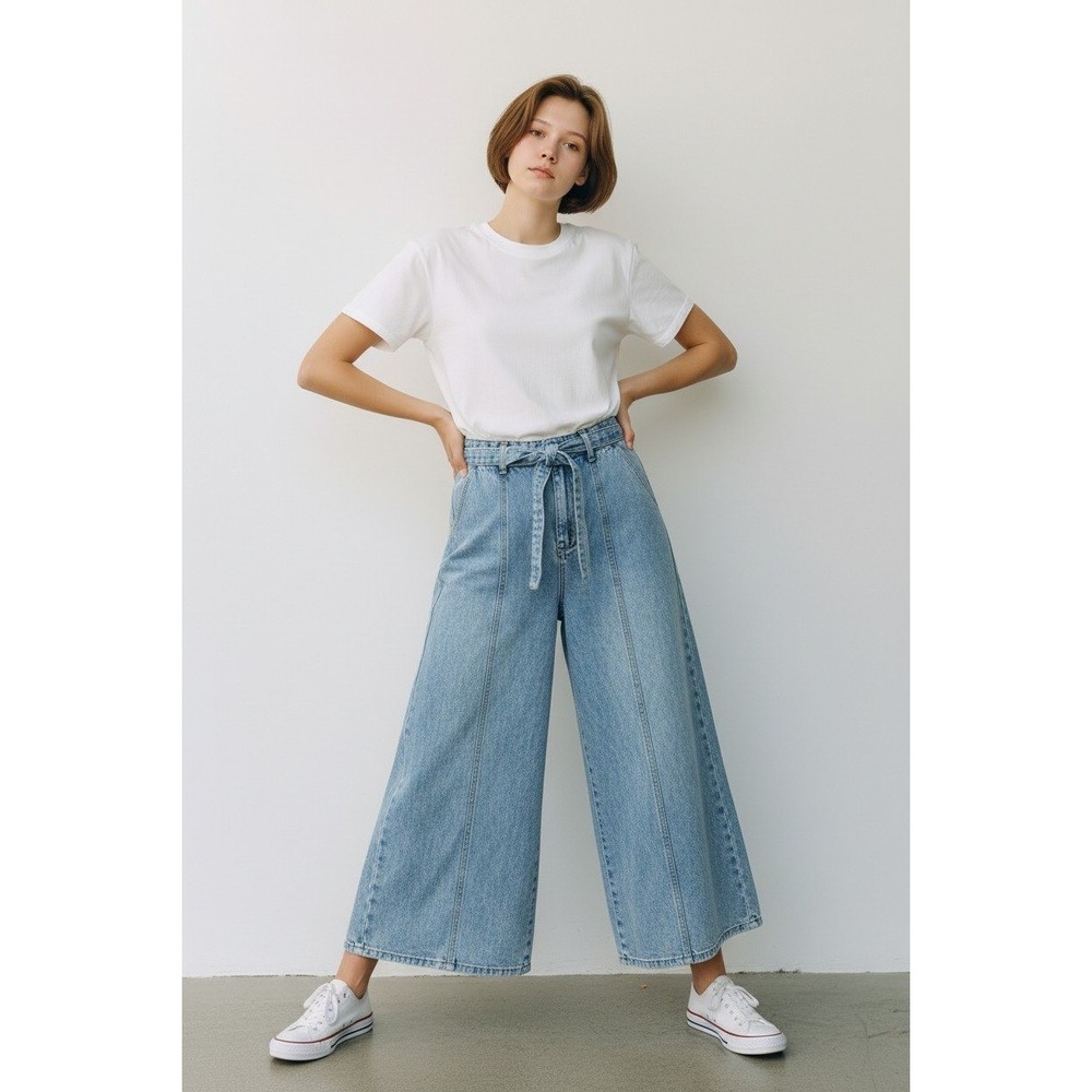 Kensie The Kaya Jeans Womens 10/30 High Rise Wide Leg Ankle Light Wash NWT